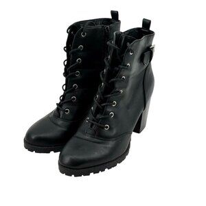 David Aaron Bootie Women's Size 9 Black Lauren 416-0616 Laces Front Side Zipper